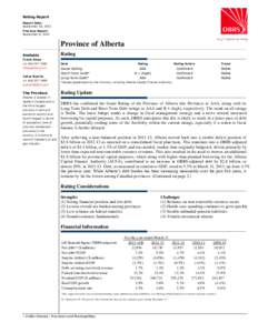 Rating Report Report Date: September 18, 2013 Previous Report: September 4, 2012