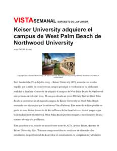 VISTASEMANAL  SUROESTE DE LA FLORIDA Keiser University adquiere el campus de West Palm Beach de
