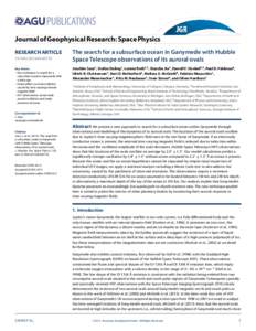 Journal of Geophysical Research: Space Physics RESEARCH ARTICLE2014JA020778 Key Points: • New technique to search for a subsurface ocean in Ganymede with