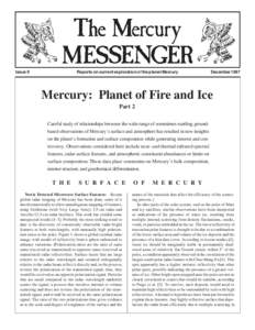The Mercury Messenger, Issue 9  Issue 9 Reports on current exploration of the planet Mercury