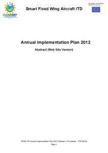 European Commission Research Directorates Smart Fixed Wing Aircraft ITD  Annual Implementation Plan 2012