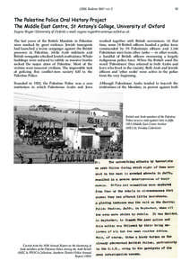 CBRL Bulletin 2007 VOL 2  The Palestine Police Oral History Project