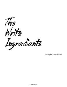 The Write Ingredients with Amy and Josh  Page 1 of 31