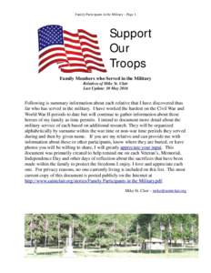 Family Participants in the Military – Page 1  Support Our Troops Family Members who Served in the Military
