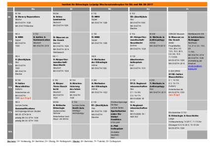 Institut für Ethnologie Leipzig: Wochenstundenplan für BA und MA SS 2017 Mo 9h  11h