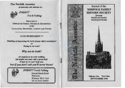 The Norfolk Ancestor  Journal of the IS DESIGNED AND PRINTED BY: