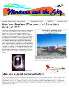 Montana Department of Transportation  Aeronautics Division Vol. 62, No. 9