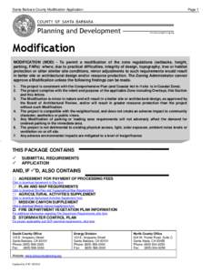 Santa Barbara County Modification Application  Page 1 Modification MODIFICATION (MOD) - To permit a modification of the zone regulations (setbacks, height,