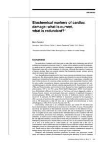 DOCUMENTI  Biochemical markers of cardiac damage: what is current, what is redundant?* Mauro Panteghini