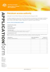 Application for petroleum access authority