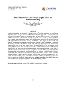 International	Conference	on	21st	Century	 Education	at	HCT	Dubai	Men’s	College,	UAE,	 November	2015,	Vol.	7,	No.	1 ISSN:	The Collaborative Classroom: Digital Tools for