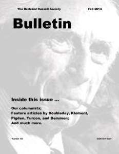 The Bertrand Russell Society  Fall 2014 Bulletin