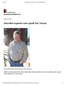 Amodei expects new push for Yucca | NevadaAppeal.com Geoff Dornan 