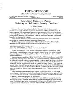 THE NOTEBOOK of the Baltimore County Genealogical Society P.O. Box 10085, Baltimore, MarylandMarch 1999 Volume 15, No. 1
