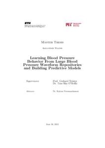 Master Thesis Alexander Waldin Learning Blood Pressure Behavior From Large Blood Pressure Waveform Repositories