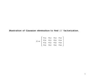 Illustration of Gaussian elimination to find LU factorization.   a11  a