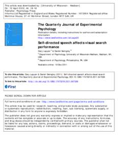 This article was downloaded by: [University of Wisconsin - Madison] On: 12 April 2012, At: 19:16 Publisher: Psychology Press Informa Ltd Registered in England and Wales Registered Number: Registered office: Morti