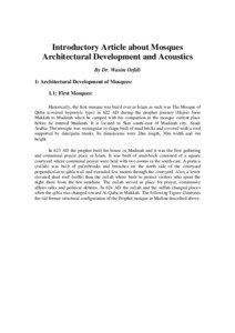 Introductory Article about Mosques Architectural Development and Acoustics By Dr. Wasim Orfali