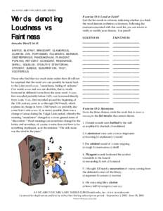 the AVOCABO VOCABULARY SERIES  Words denoting Loudness vs Faintness