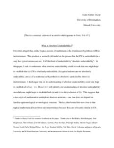 Justin Clarke-Doane University of Birmingham Monash University [This is a corrected version of an article which appears in Noûs, Vol. 47.]