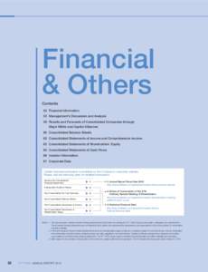 Financial & Others Contents 52	 Financial Information 	 53	 Management’s Discussion and Analysis 	 59	Results and Forecasts of Consolidated Companies through