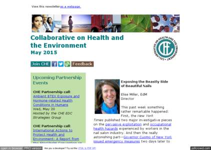 View this newsletteras a webpage.  Collaborative on Health and the Environment May 2015