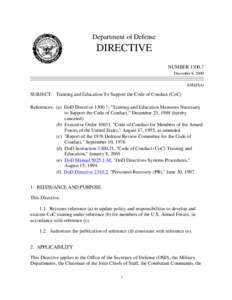 Department of Defense  DIRECTIVE NUMBER[removed]December 8, 2000 ASD(ISA)