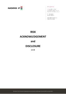 RISK ACKNOWLEDGEMENT and DISCLOSURE (v1.0)