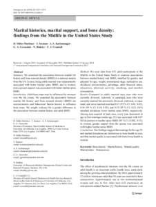 Osteoporos Int:1327–1335 DOIs00198ORIGINAL ARTICLE  Marital histories, marital support, and bone density: