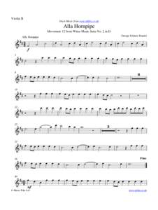 Violin II  Sheet Music from www.mfiles.co.uk Alla Hornpipe Movement 12 from Water Music Suite No. 2 in D