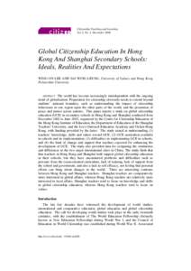 Global Citizenship Education In Hong Kong And Shanghai Secondary Schools: Ideals, Realities And Expectations