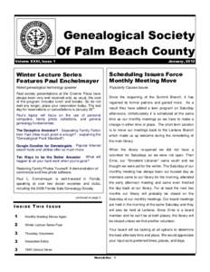 Genealogical Society Of Palm Beach County Volume XXXI, Issue 1 January, 2012