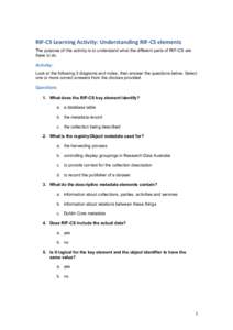 RIF-­‐CS	
  Learning	
  Activity:	
  Understanding	
  RIF-­‐CS	
  elements	
   The purpose of this activity is to understand what the different parts of RIF-CS are there to do. Activity:	
   Look at the foll