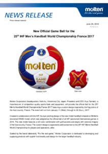 Press release material  June 24, 2016 PR59-S13  New Official Game Ball for the