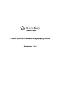Code of Practice for Postgraduate Research Programmes