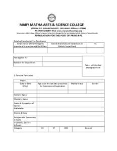 MARY MATHA ATHA ART ARTS & SCIENCE COLLEGE VEMOM P.O, MA MANANTHAVADY , WAYANAD, KERALA – [removed]Ph: [removed]; Web: www.marymathacollege.org