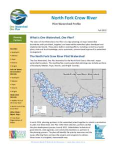 North Fork Crow River Pilot Watershed Profile Fall 2015 Planning Partners
