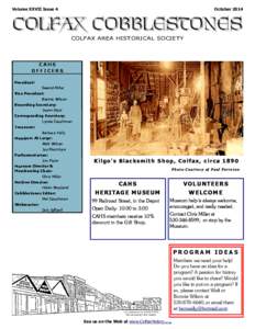 Volume XXVII Issue 4  October 2014 COLFAX AREA HISTORICAL SOCIETY