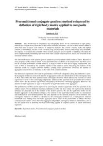 Preconditioned conjugate gradient method enhanced by deflation of rigid body modes applied to composite materials