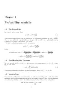Chapter 1  Probability reminds 1.1  The Bayes Rule