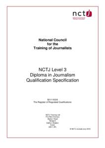 National Council for the Training of Journalists NCTJ Level 3 Diploma in Journalism