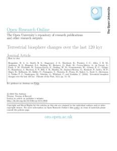 Open Research Online The Open University’s repository of research publications and other research outputs Terrestrial biosphere changes over the last 120 kyr Journal Article