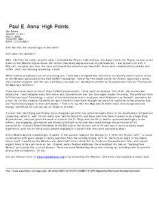 Paul E. Anna: High Points Get Smart