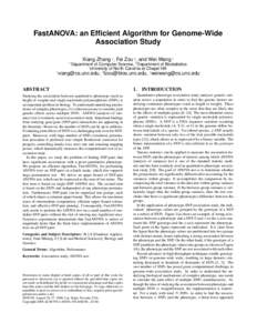 FastANOVA: an Efficient Algorithm for Genome-Wide Association Study 1 1