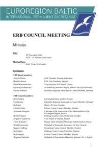 ERB COUNCIL MEETING Minutes Date: 20th November – 18.30 hours (local time)