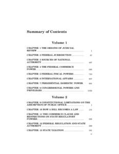 Summary of Contents Volume 1 CHAPTER 1 THE ORIGINS OF JUDICIAL REVIEW ............................................................  1