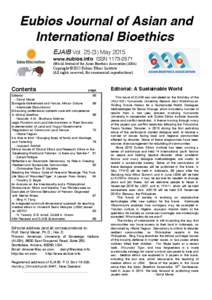 Eubios Journal of Asian and International Bioethics EJAIB VolMay 2015 www.eubios.info ISSNOfficial Journal of the Asian Bioethics Association (ABA)