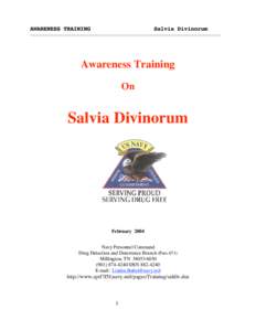 AWARENESS TRAINING  Salvia Divinorum -----------------------------------------------------------------