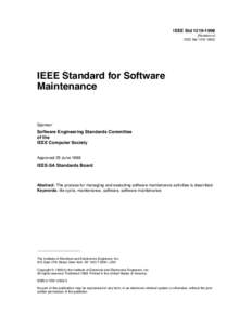 IEEE Std[removed]Revision of IEEE Std[removed]IEEE Standard for Software Maintenance