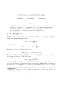 An Asymptotic Isoperimetric Inequality Noga Alon ∗  Ravi Boppana
